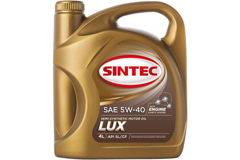 Масло SINTEC Люкс SAE 5W-40 API SL/CF канистра 4л/Motor oil 4l can